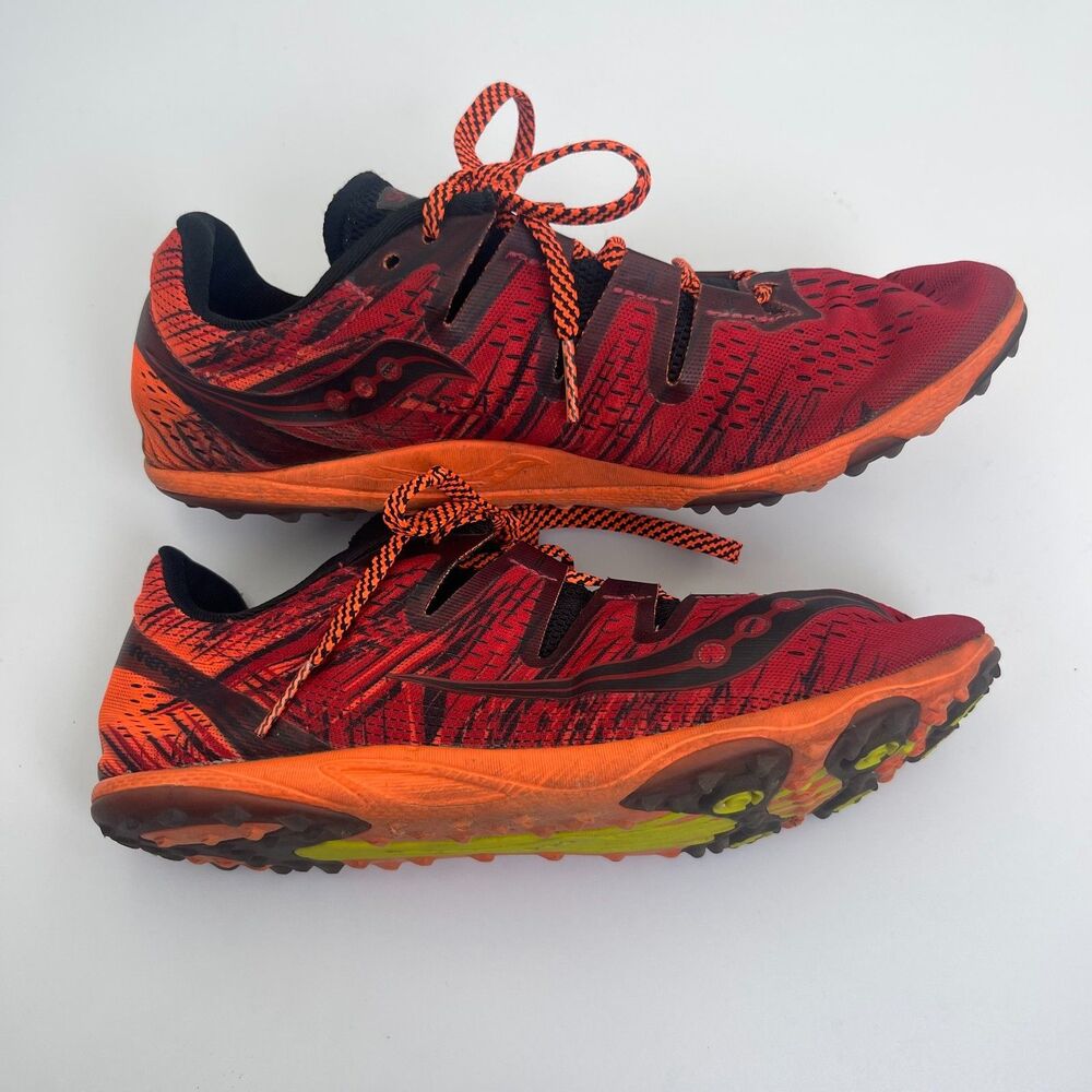 Saucony‎ Carrera XC 3 Mens US 7 Red Black Knit Running Shoes Lightweight Trainer
